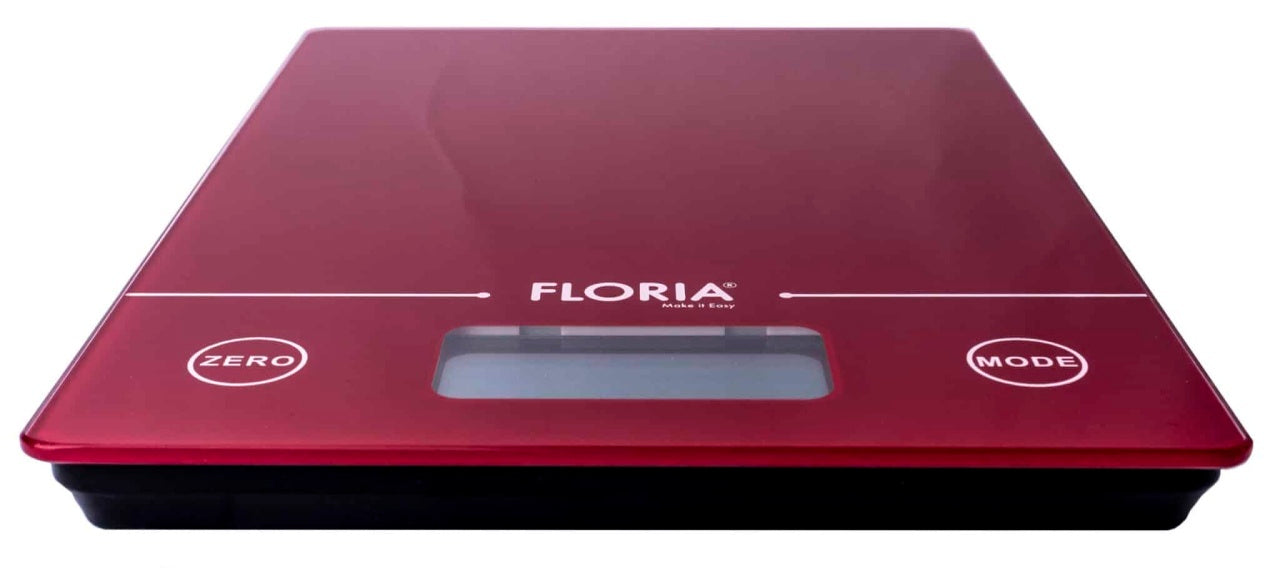 Cantar bucatarie digital din sticla, capacitate 5kg, culoare rosie