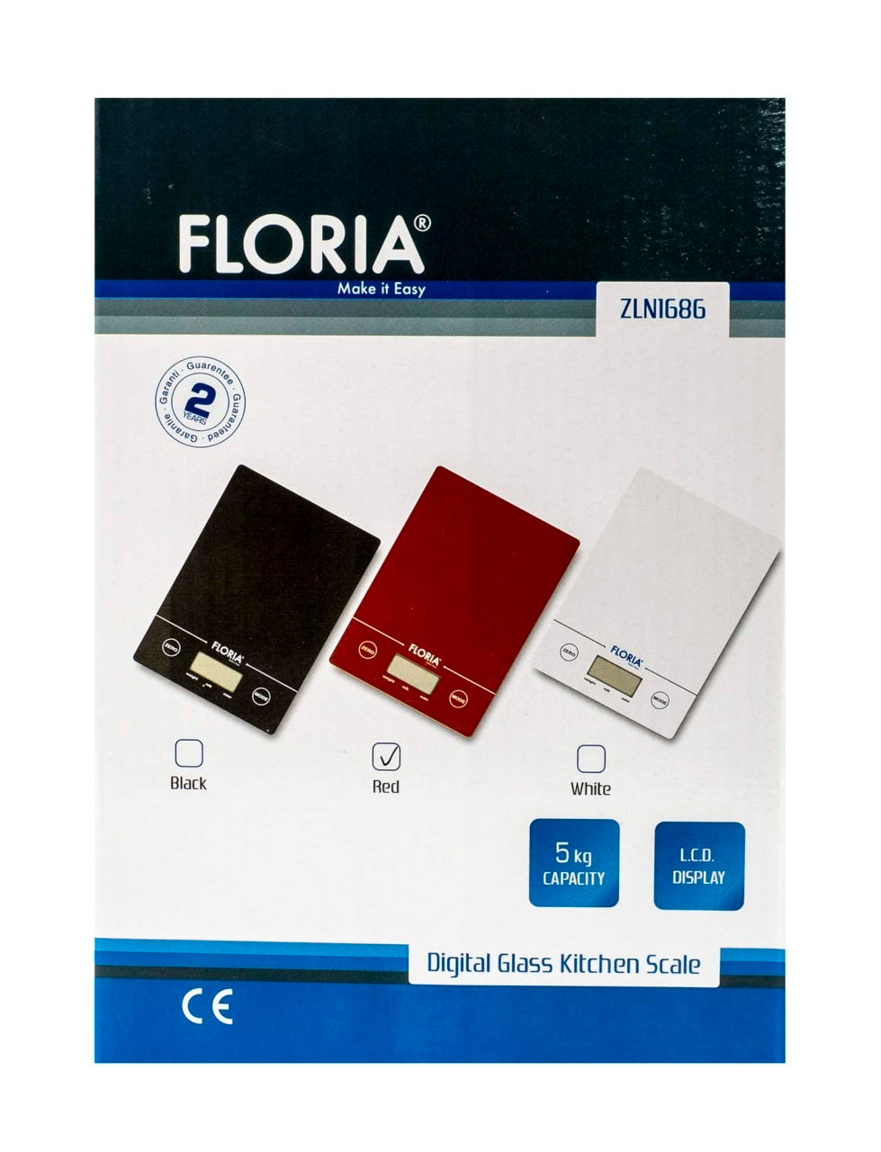 Cantar bucatarie digital din sticla, capacitate 5kg, culoare rosie