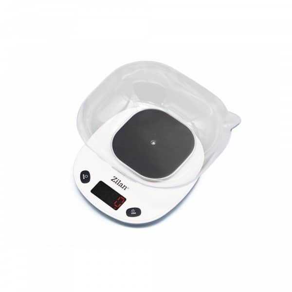 Cantar de bucatarie digital 5kg cu bol detasabil si ecran LCD alb