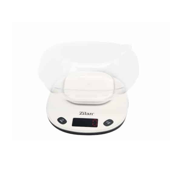 Cantar de bucatarie digital 5kg cu bol detasabil si ecran LCD alb