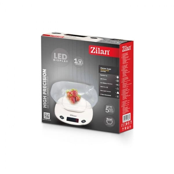 Cantar de bucatarie digital 5kg cu bol detasabil si ecran LCD alb