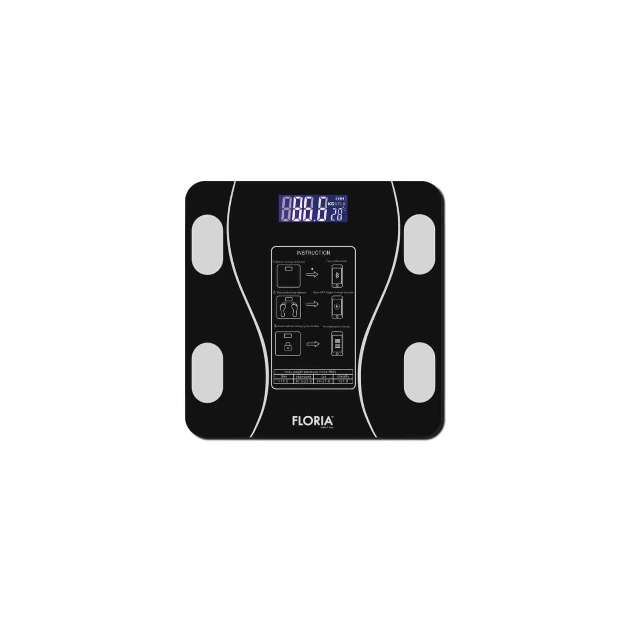 Cantar electronic de persoane, capacitate 180kg, sticla, negru, display LED