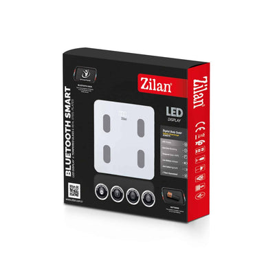 Cantar electronic de persoane din sticla, capacitate 180 kg, alb, display LED