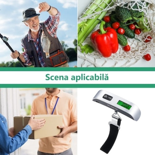 Cantar electronic FOXMAG24, pentru bagaje, capacitate 50 kg, afisaj LCD, argintiu