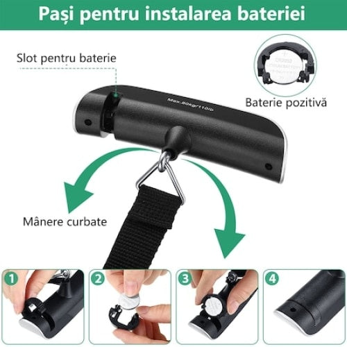 Cantar electronic FOXMAG24, pentru bagaje, capacitate 50 kg, afisaj LCD, argintiu