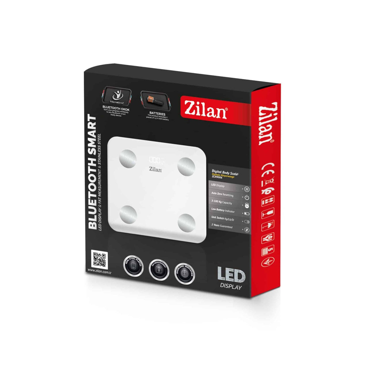 Cantar electronic persoane sticla, capacitate 180kg, afisaj LED, alb