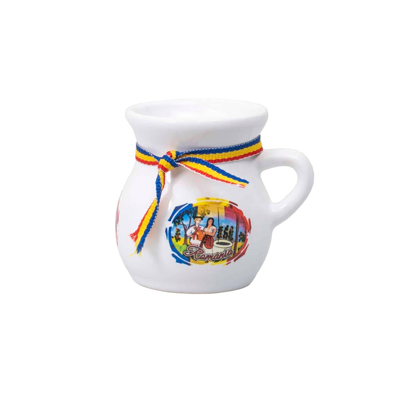 Canuta pentru tuica cu panglica Romania, capacitate 50ml, inaltime 6.5cm