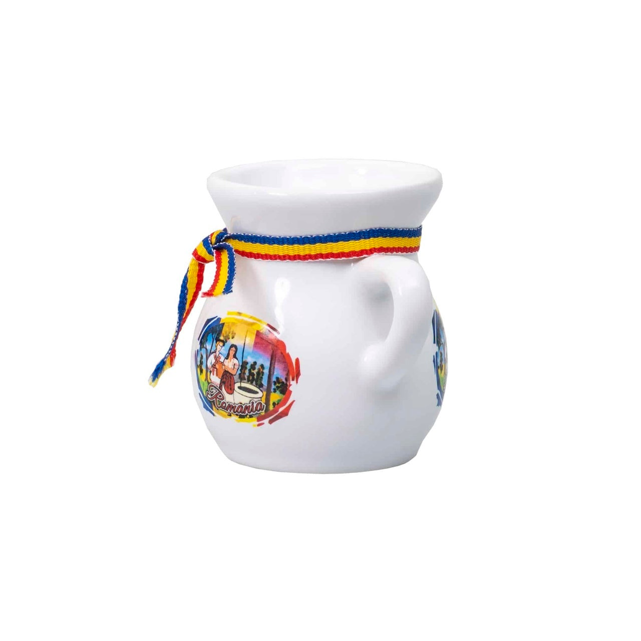 Canuta pentru tuica cu panglica Romania, capacitate 50ml, inaltime 6.5cm