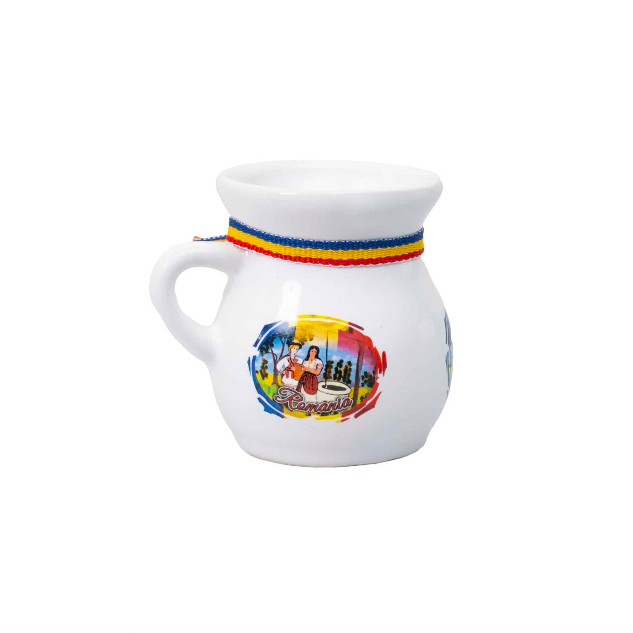 Canuta pentru tuica cu panglica Romania, capacitate 50ml, inaltime 6.5cm
