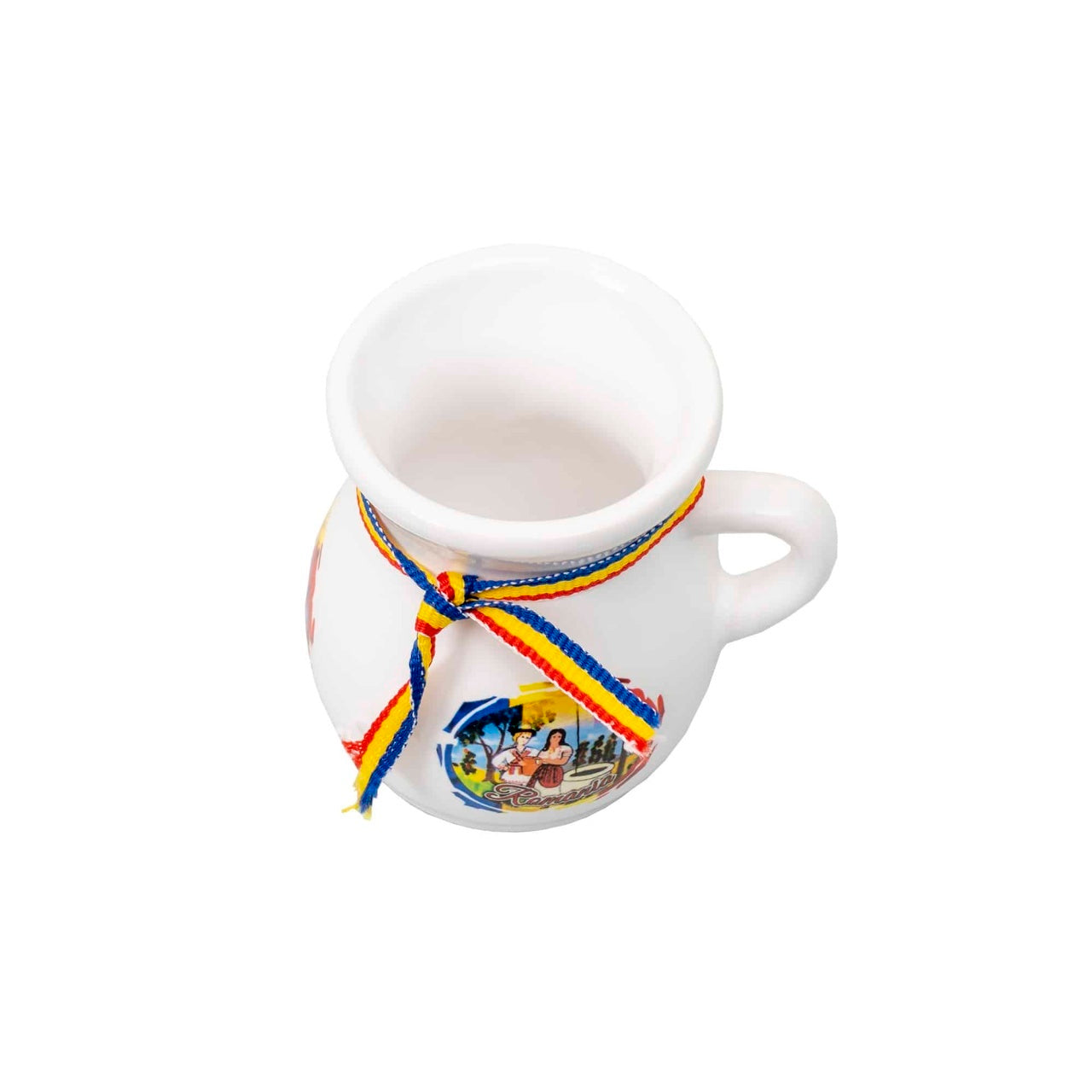 Canuta pentru tuica cu panglica Romania, capacitate 50ml, inaltime 6.5cm