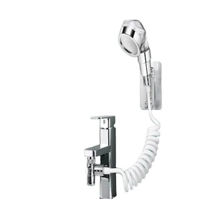 Cap de dus multifunctional, din inox, flexibil, cu fixare la bateria chiuvetei, prindere pe perete, argintiu