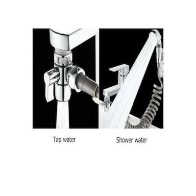 Cap de dus multifunctional, din inox, flexibil, cu fixare la bateria chiuvetei, prindere pe perete, argintiu