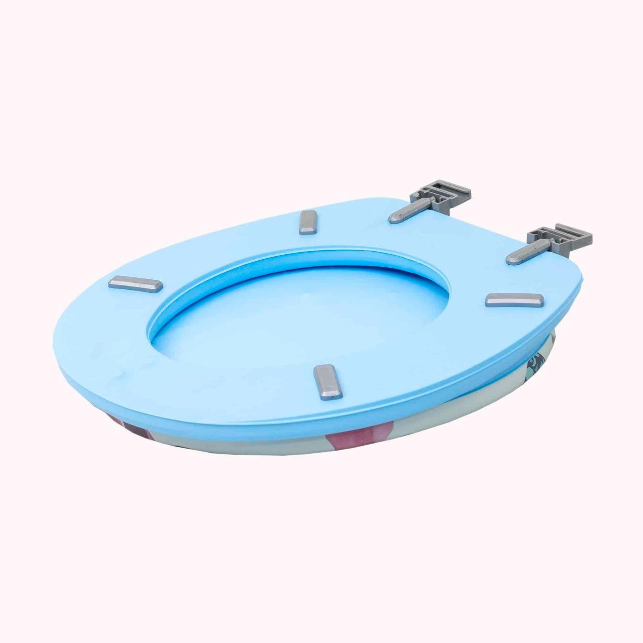 Capac WC albastru cu burete, latime 340 mm, sistem inchidere standard