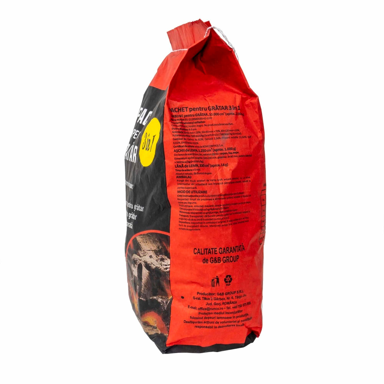 Carbune pentru gratar 3 in 1, 3.5kg cu aschii si lana de lemn