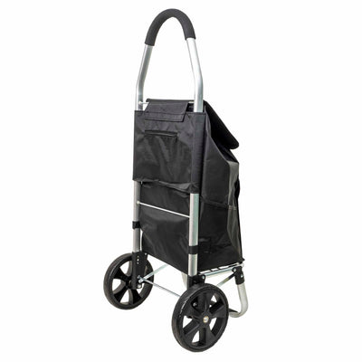 Carucior pentru cumparaturi, cadru metalic, capacitate 25kg, negru