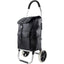 Carucior pentru cumparaturi, cu cadru din metal, 2 roti mari, pliabil, pentru maxim 25 kg, cu 2 buzunare laterale, negru