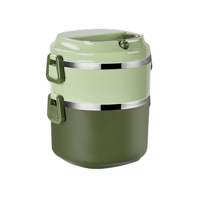 Caserola din otel inoxidabil, cu 2 compartimente pentru separarea mancarii, capacitate totala 1, 4L, verde