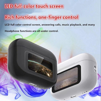 Casti Bluetooth, A8Pro, cu ecran color, True Wireless, reducere activa a zgomotului, cu microfon ANC