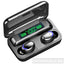 Casti bluetooth EarBuds F9-5, wireless, handsfree, BT 5.0, carcasa cu afisaj LED si capacitate de incarcare telefon 1200mAh, control Touch, incarcare magnetica, compatibil universal, functie reducere zgomot, power bank negru