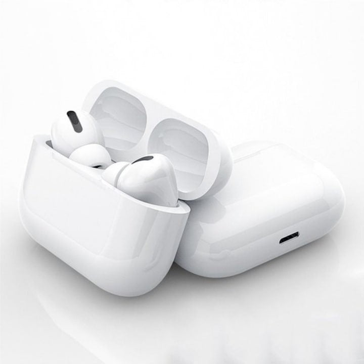 Casti bluetooth wireless, pentru Android si iPhone, sunet 3D stereo cu reducerea zgomotului din fundal, control SMART tactil, alb