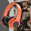 Casti fara fir, conexiune Bluetooth, cu lumini multicolore, pliabile, universale pentru telefoane mobile, portocaliu