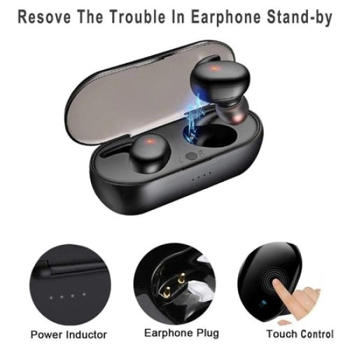 Casti FOXMAG24, blutooth 5.0 cu anulare a zgomotului, touch control, rezistent la transpiratie, HiFi 3D stereo sunet, microfon, negru