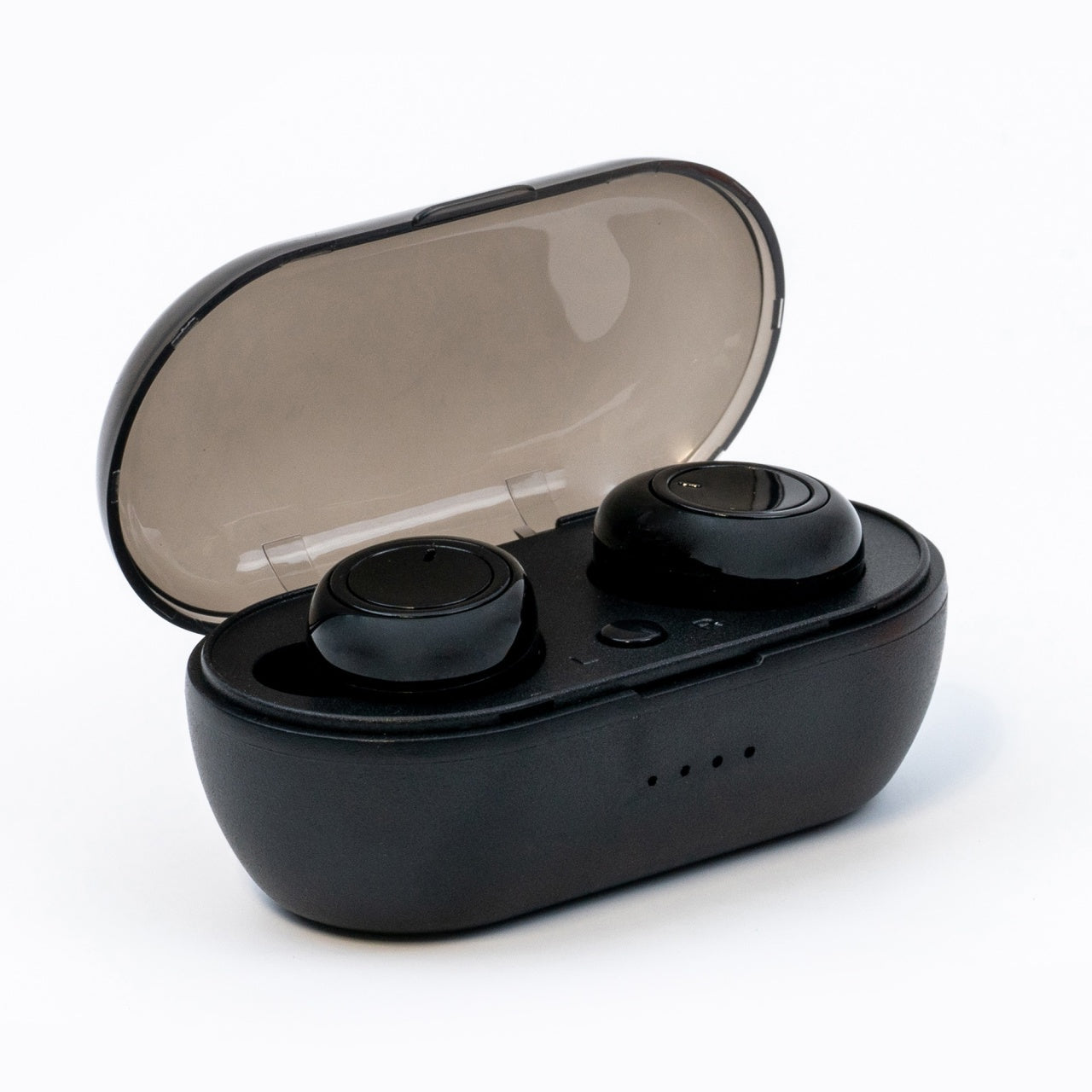 Casti wireless TWS A2, versiune bluetooth 5.0, microfon incorporat, distanta functionare 10 m, design minimalist, Negru, FOXMAG24®