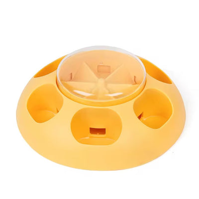 Castron pentru hranire lenta, cu 6 zone, din plastic, galben