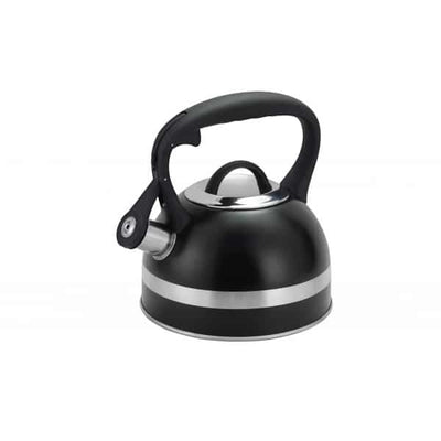 Ceainic inox cu fluier capacitate 3L, culoare neagra, compatibil gaz, electric, inductie