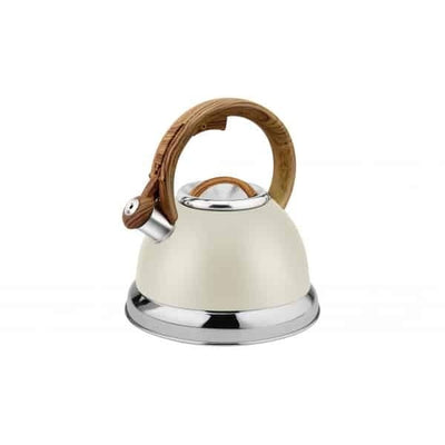 Ceainic inox cu fluier RETRO 3.5L, exterior polishat crem, compatibil cu toate sursele de caldura