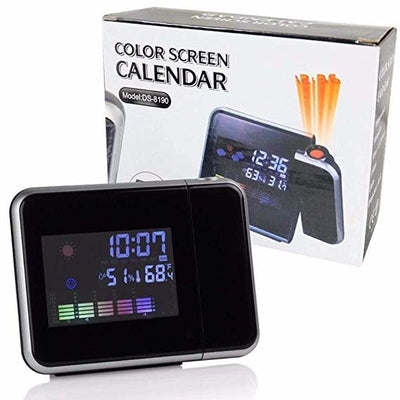 Ceas cu Proiectie, cu Alarma si Statie Meteo HL-8190, Negru-Argintiu