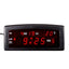 Ceas de masa, cu LED rosu, din PVC, cu alarma, calendar si temperatura, alimentare la retea, dimensiuni 19 x 8 x 7.5 cm, negru/rosu