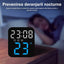 Ceas de masa, cu lumina led albastru, incarcare USB, alarme, calendar, temperatura, functie snooze, mod de noapte, dimensiuni 11 X 10 X 4 cm, negru/albastru
