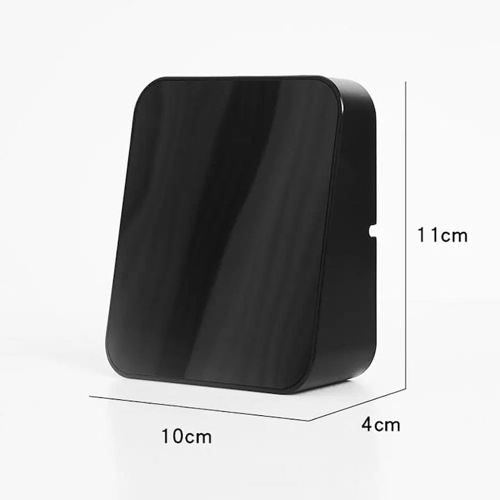 Ceas de masa, cu lumina led albastru, incarcare USB, alarme, calendar, temperatura, functie snooze, mod de noapte, dimensiuni 11 X 10 X 4 cm, negru/albastru