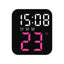 Ceas de masa, cu lumina led mov, incarcare USB, alarme, calendar, temperatura, functie snooze, mod de noapte, dimensiuni 11 X 10 X 4 cm, negru/mov