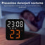Ceas de masa, cu lumina led portocaliu, incarcare USB, alarme, calendar, temperatura, functie snooze, mod de noapte, dimensiuni 11 X 10 X 4 cm, negru/portocaliu