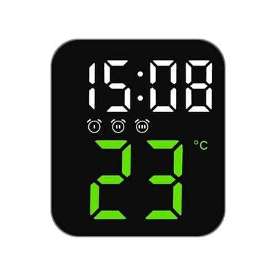 Ceas de masa, cu lumina led verde, incarcare USB, alarme, calendar, temperatura, functie snooze, mod de noapte, dimensiuni 11 X 10 X 4 cm, negru/verde