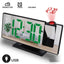 Ceas de masa, cu oglinda si proiectie, din PVC, cu 2 nivele de lumina, 2 alarme, afisaj de zi si luna, 185 X 76/96 X 27/45 mm, incarcare USB, negru/verde
