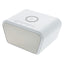 Ceas de masa, cu suprafata de incarcare a dispozitivelor WI-FI, monitorizare temperaturii, afisare a timpului, alarma, din PVC, alb