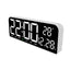 Ceas de masa si de perete, digital, cu lumina led alb, calendar, cronometru, alarma, termometru, functie snooze, 2 moduri de iluminare, dimensiuni 24x9cm, alb/negru