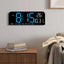 Ceas de masa si de perete, digital, cu lumina led albastru, calendar, cronometru, alarma, termometru, functie snooze, 2 moduri de iluminare, dimensiuni 24x9cm, negru/albastru