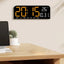 Ceas de masa si de perete, digital, cu lumina led portocaliu, calendar, cronometru, alarma, termometru, functie snooze, 2 moduri de iluminare, dimensiuni 24x9cm, negru/portocaliu