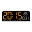 Ceas de masa si de perete, digital, cu lumina led portocaliu, calendar, cronometru, alarma, termometru, functie snooze, 2 moduri de iluminare, dimensiuni 24x9cm, negru/portocaliu