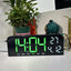 Ceas de masa si de perete, digital, cu lumina led verde, calendar, cronometru, alarma, termometru, functie snooze, 2 moduri de iluminare, dimensiuni 24x9cm, negru/verde