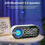 Ceas desteptator cu Bluetooth si radio FM, din ABS, ecran cu oglinda LED de 11,6 cm, cu acumulator, negru