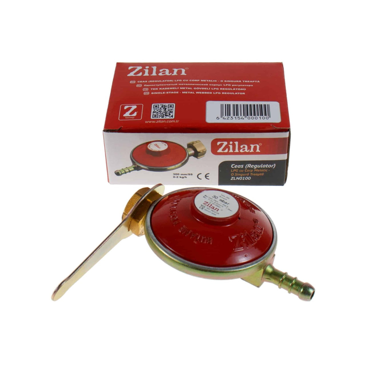 Ceas regulator butelie metalic, presiune 30 mbar, culoare rosie