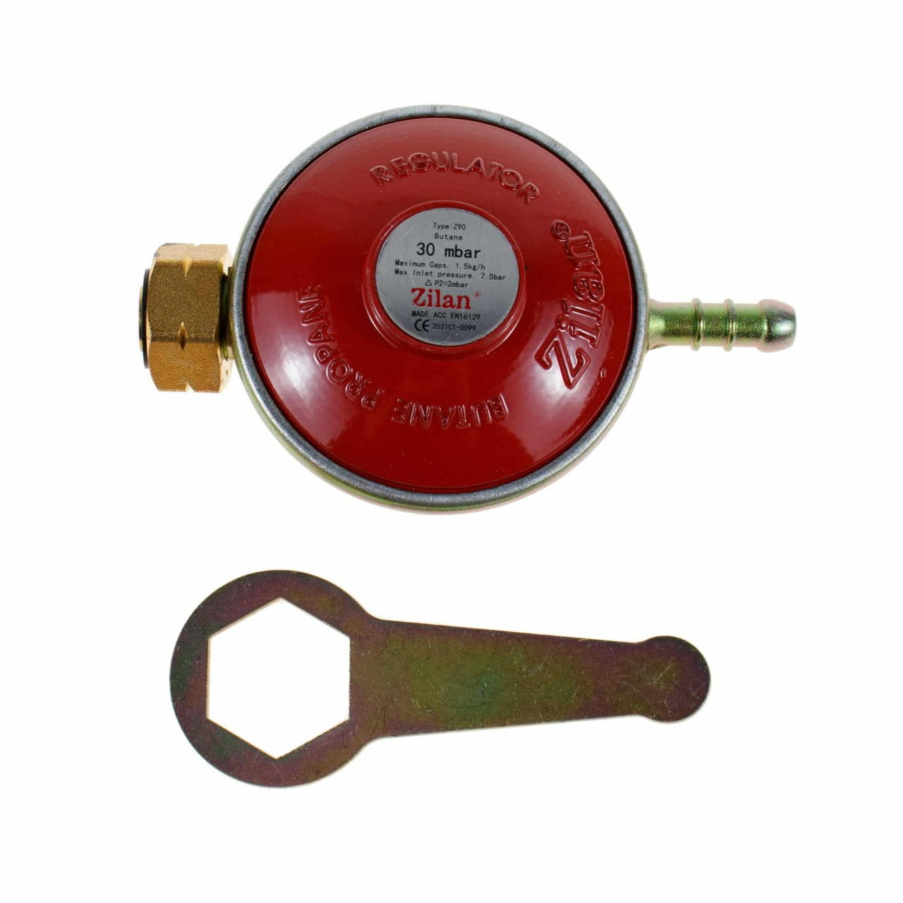 Ceas regulator butelie metalic, presiune 30 mbar, culoare rosie