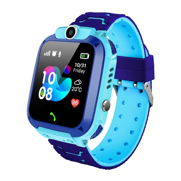 Ceas smartwatch pentru copii, functie de localizare GPS, apeluri telefonice si video, istoric traseu, joc matematic, albastru