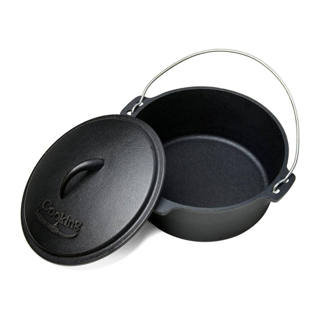 Ceaun fonta pura cu capac, 25x10 cm, capacitate 3.5L, constructie solida