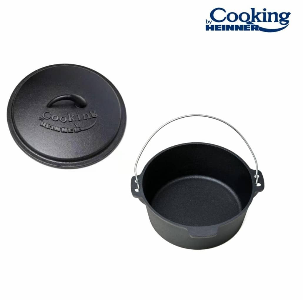 Ceaun fonta pura cu capac, 25x10 cm, capacitate 3.5L, constructie solida